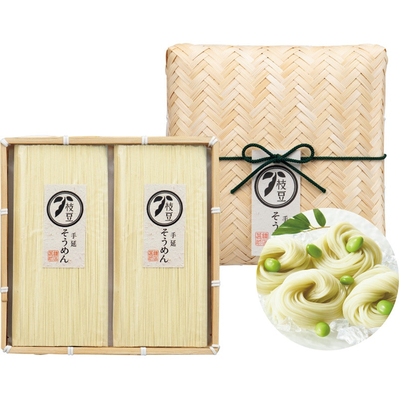 【お中元】〈甚助〉小豆島そうめん「枝豆」(秋田県産枝豆使用)【送料無料】 6/20(土)より順次お届け