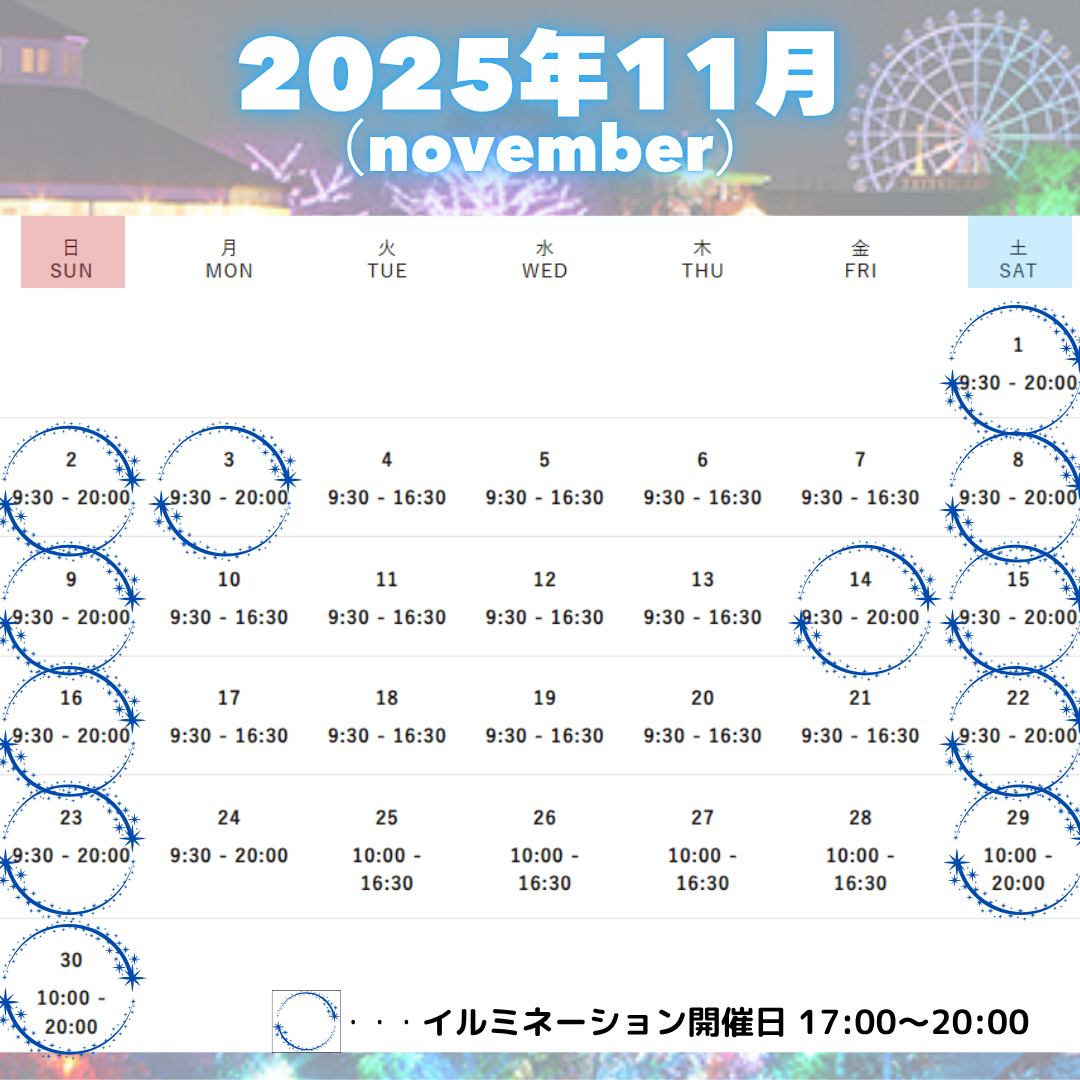 開催日限定!15:00~利用可能【2025年11月1日~2025年11月30日有効】東武動物公園ウィンターイルミネーション入園+アトラクションパスセット券