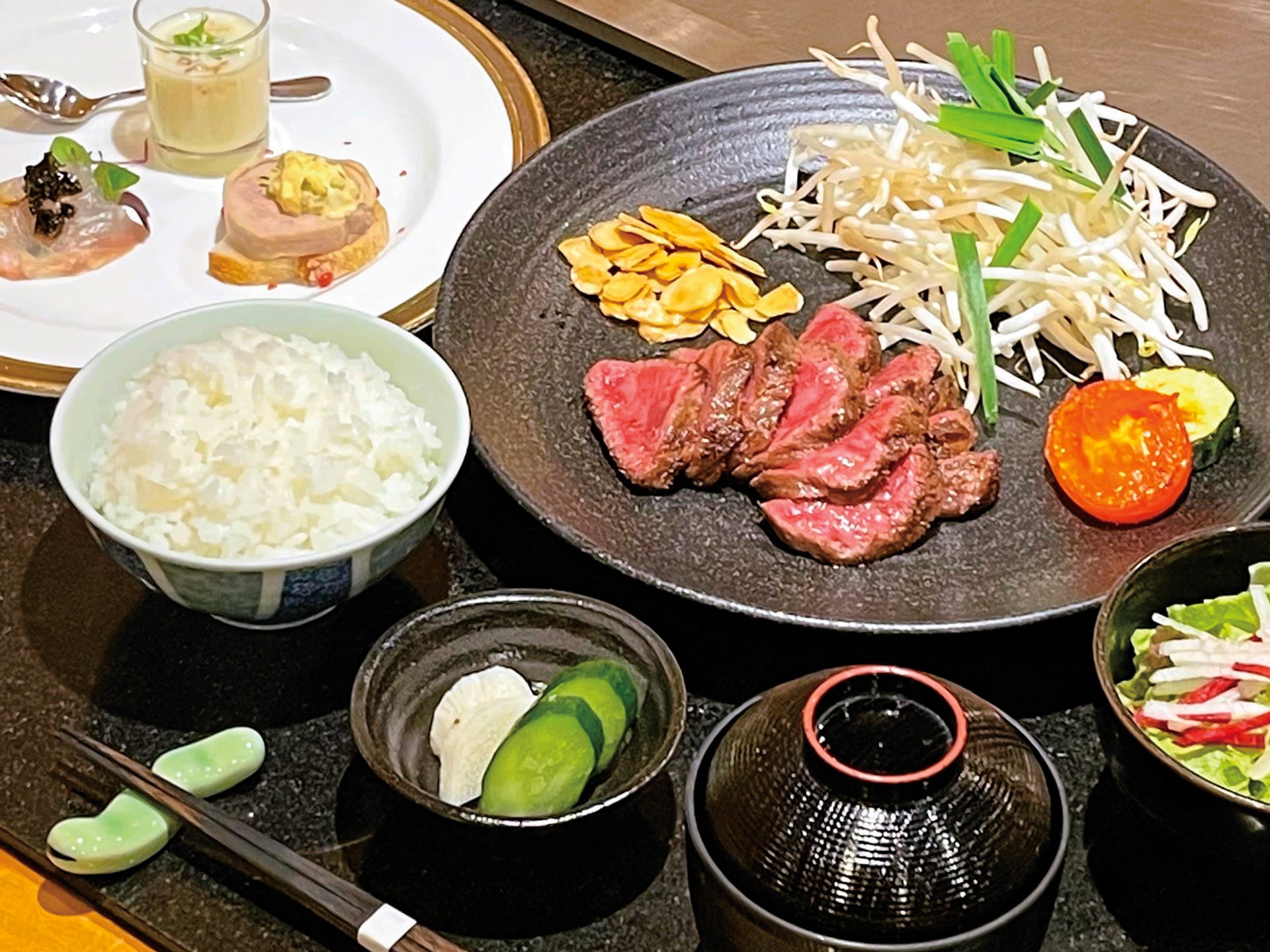 【5/1~6/30|1日10食限定】とちぎ和牛カイノミステーキ ランチコース |鉄板焼 下野