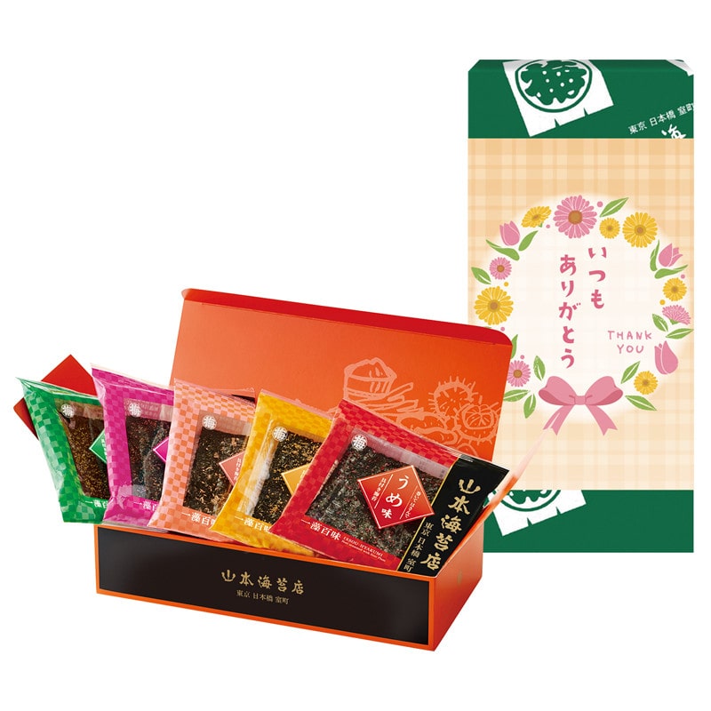 【母の日】［山本海苔店］母の日デザイン掛け紙付 具付き海苔一藻百味5袋詰合せ＜お届け日：5/8（金）～10（日）＞