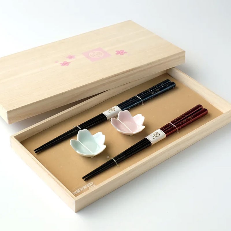 ［たち吉］桜花　夫婦箸・箸置きセット